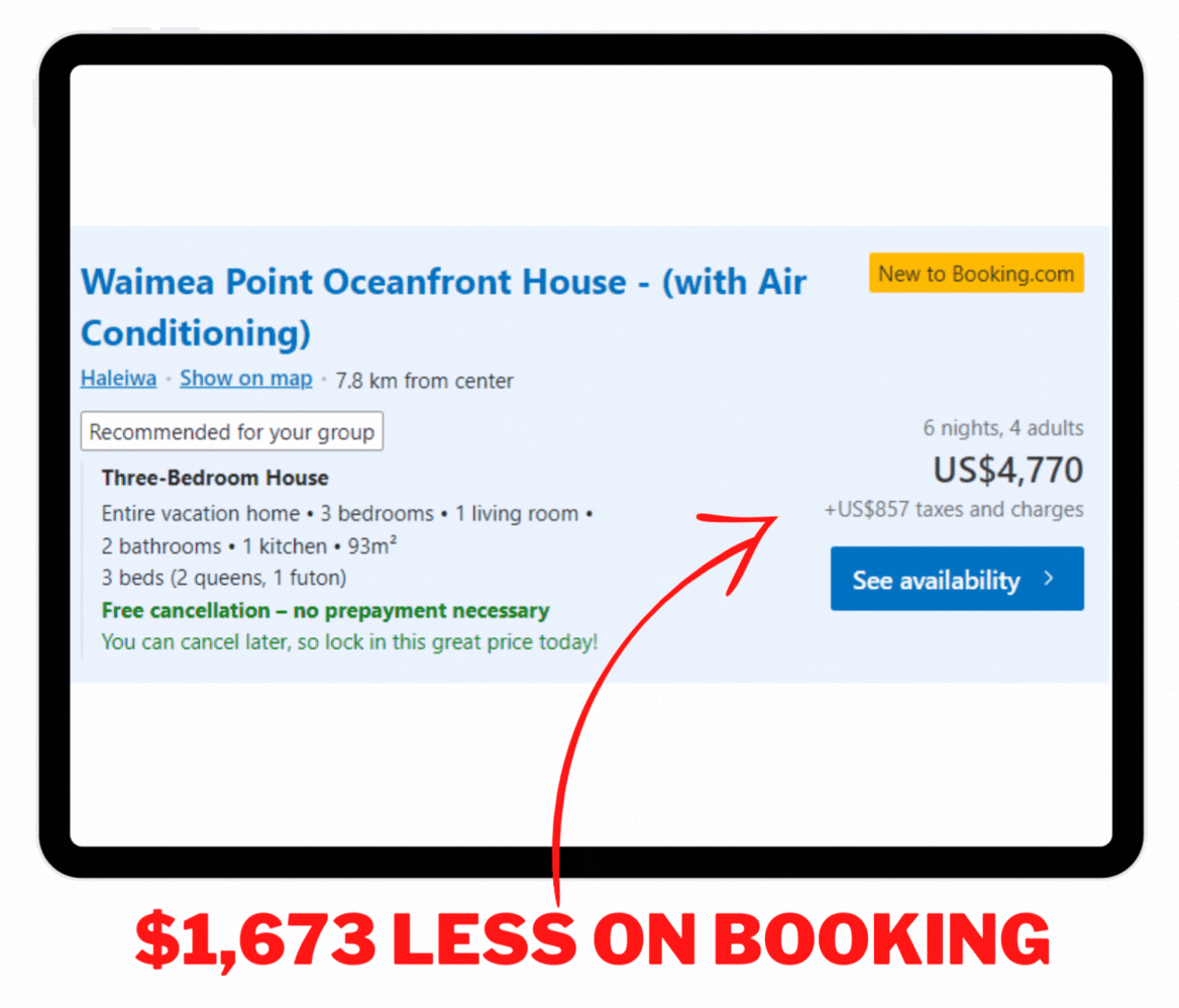 I can book this Airbnb Beach House In Hawaii for less if I book direct with the management company