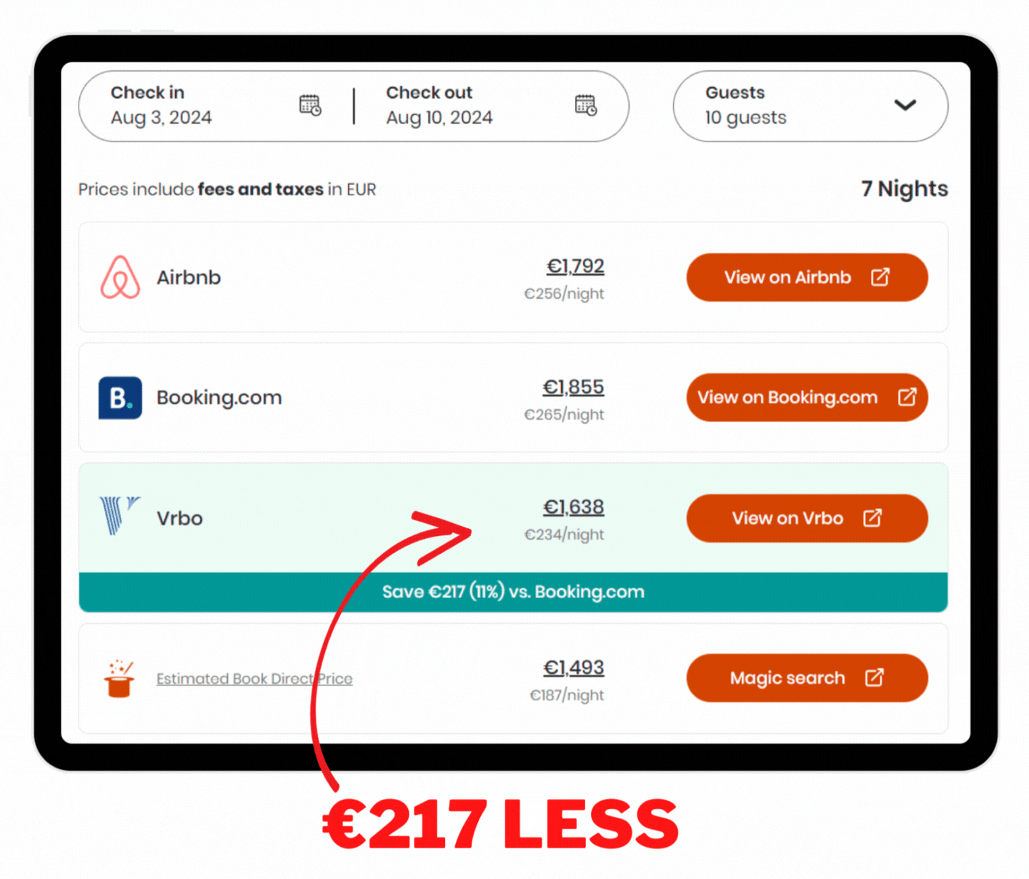 Save $217 by booking via VRBO