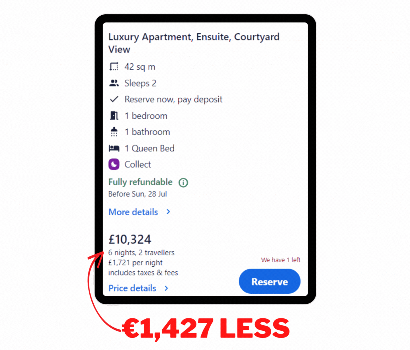 Save $1,427 by booking direct