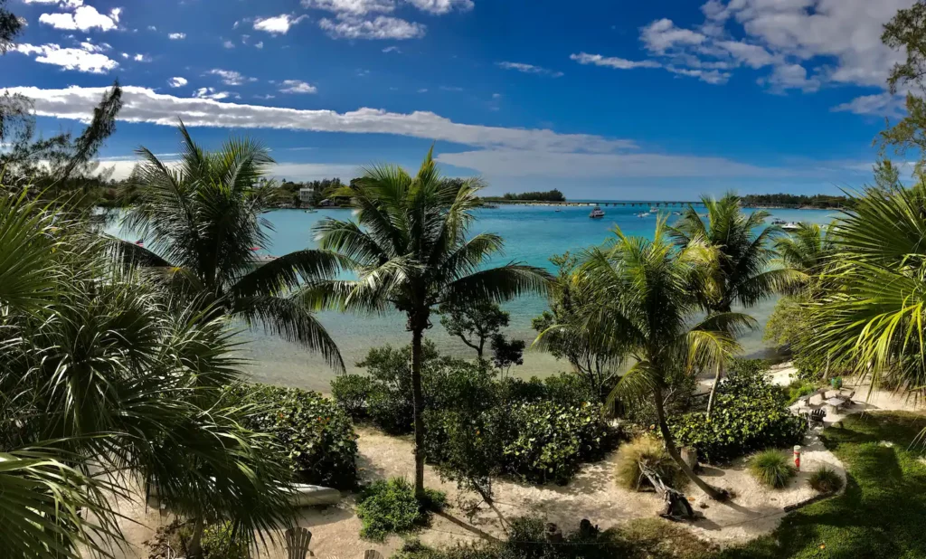 Noon view from the terrace of the two second living level bedroom suites