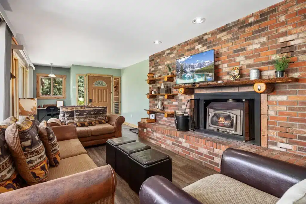 Enjoy time by the fireplace or watch a movie