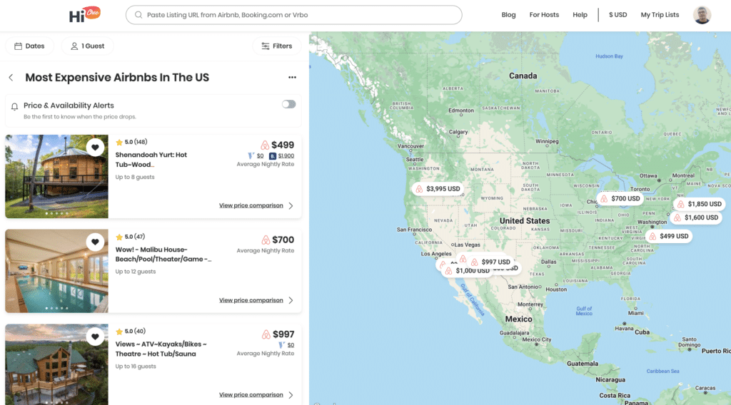 HiChee trip list for these properties