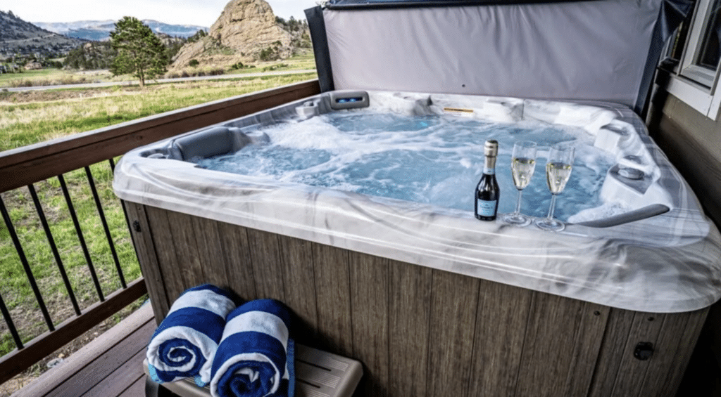 Again, a couple of glasses and some sparkles can help. The addition of some towels can add that spa feeling.