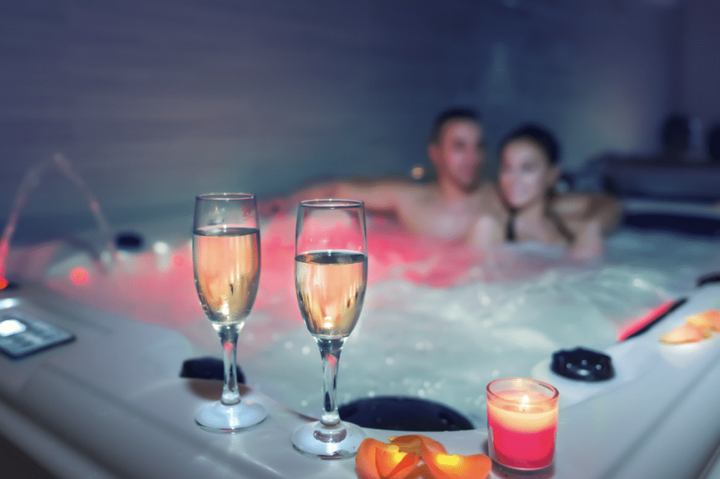 Sometimes the hot tub is up against a wall, so photos from behind just aren't possible.