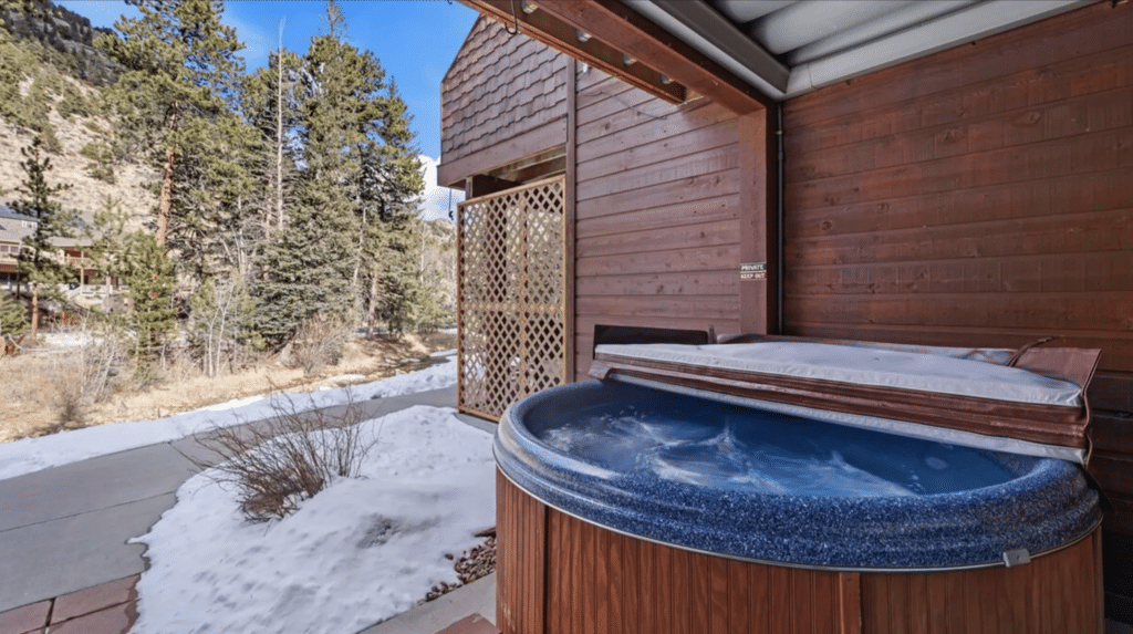 Half covered hot tub
