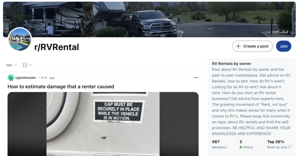 RV Rentals by owner
Post about RV Rentals by owner and the peer to peer marketplace. Get advice on RV Rentals, how to rent. How do RV's work? Looking for an RV to rent? Ask about it here. How do you start an RV rental business? Get advice from experts here. The growing movement of "Rent, not buy" and why this makes sense for many when it comes to RV's. Please keep this community on topic about RV rentals and limit the self-promotion. BE HELPFUL AND SHARE YOUR KNOWLEDGE AND EXPERIENCE!